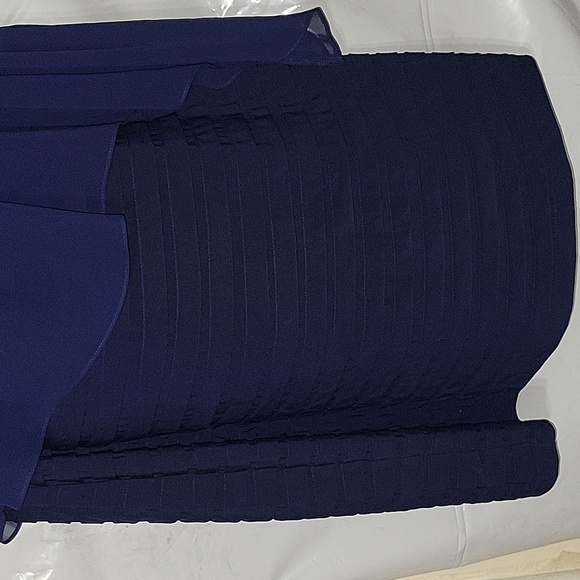 SCARLETT Plus Size 20W Layered Formal Mother of the Bride Dress Blue Sheer Cape - Picture 5 of 8